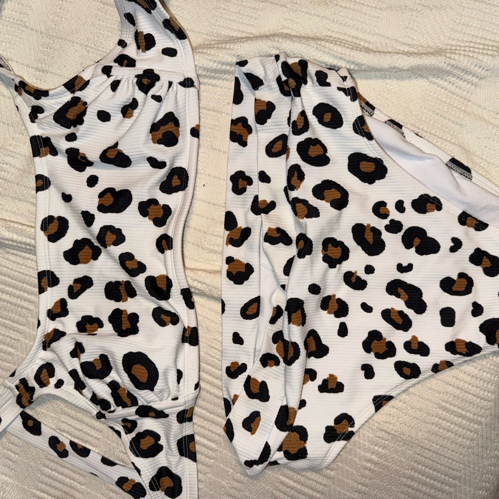 Xhilaration Black and White Bikini with Bold Animal Print